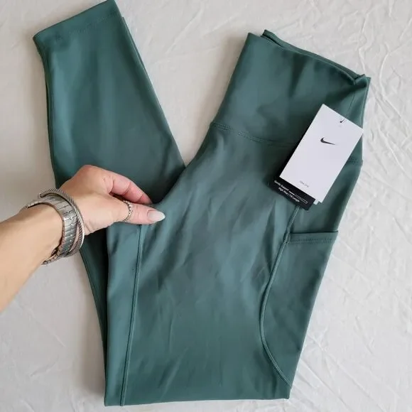 NIKE ONE Dri Fit Women's Green and Blue Leggings - Picture 8 of 8